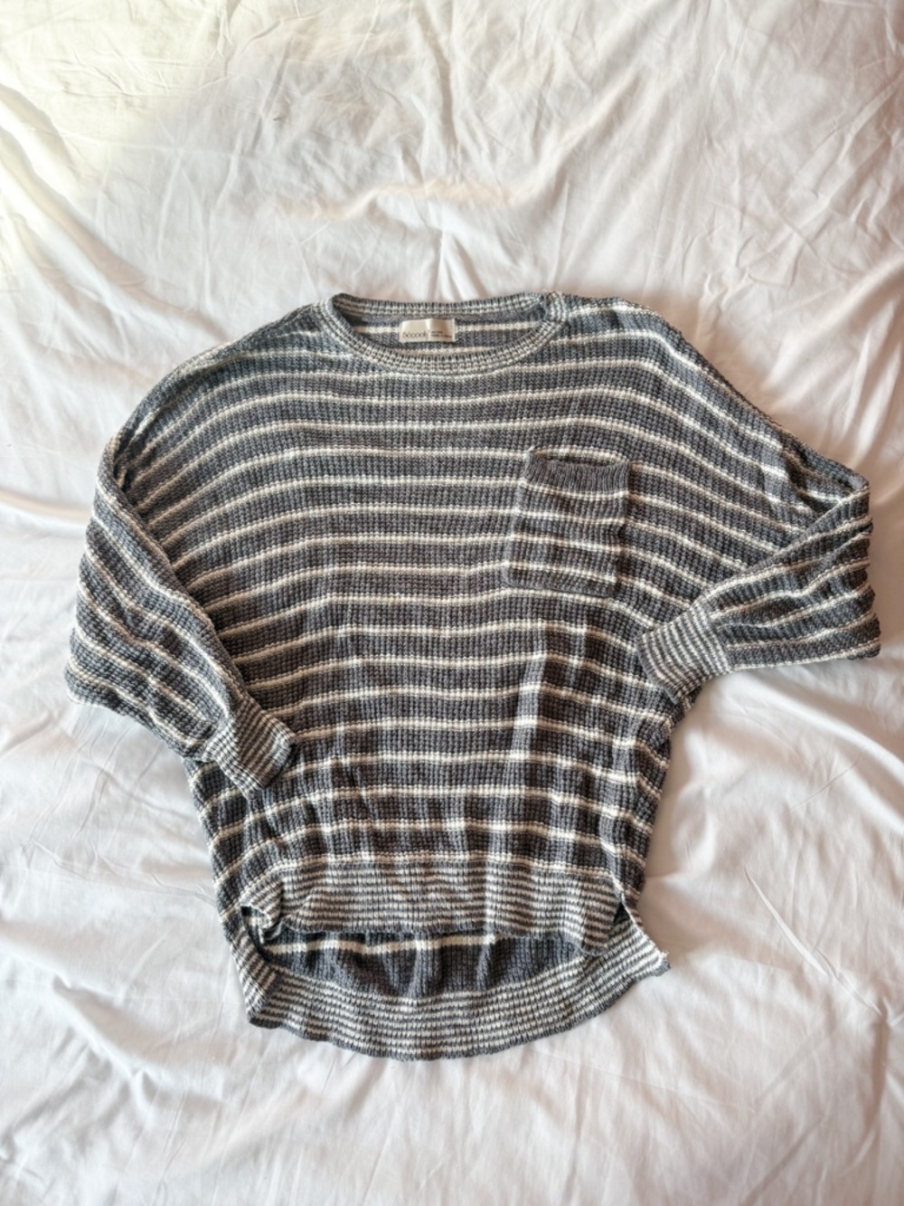 Becool Grey Striped Pocket Sweater Siza S/M